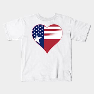 State of Texas Flag and American Flag Fusion Design Kids T-Shirt